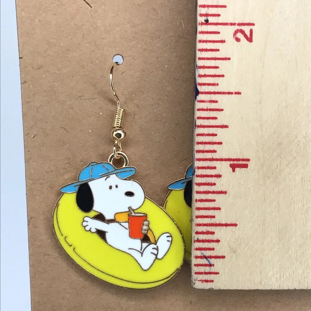 Snoopy Earrings with Yellow and Blue Accents Earrings Fashion Jewelry - Picture 2 of 3